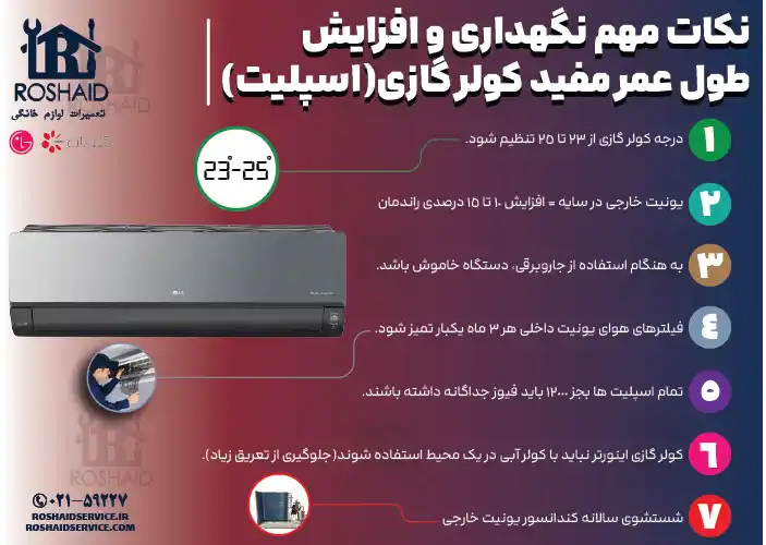 نکات مهم نگهداری و افزایش بازدهی کولرگازی ال جی 